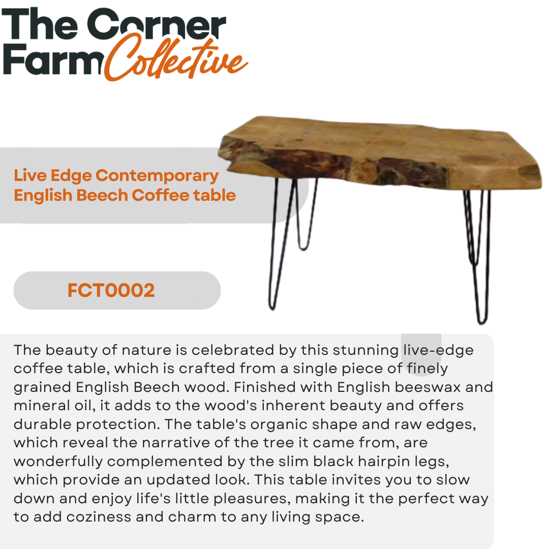 Live Edge Contemporary English Beech Coffee table