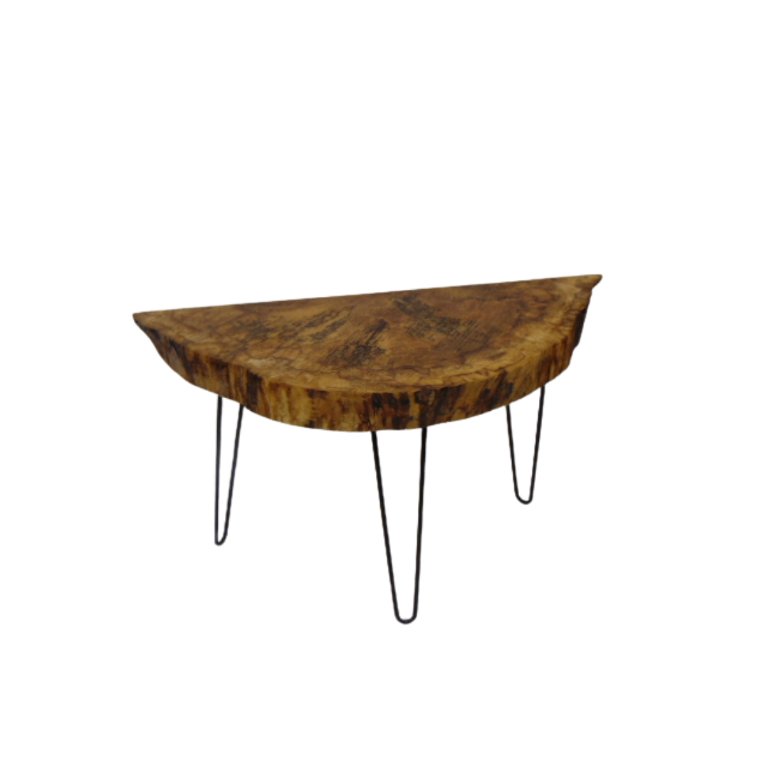 Contemporary English Spalted Beech Half Moon Consort Table
