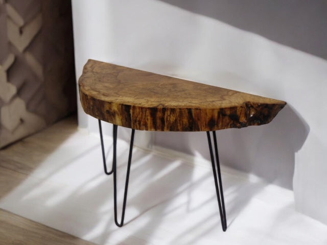 Contemporary English Spalted Beech Half Moon Consort Table
