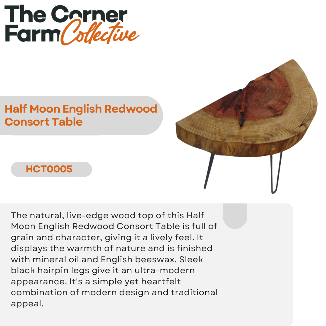 Half Moon English Redwood Consort Table