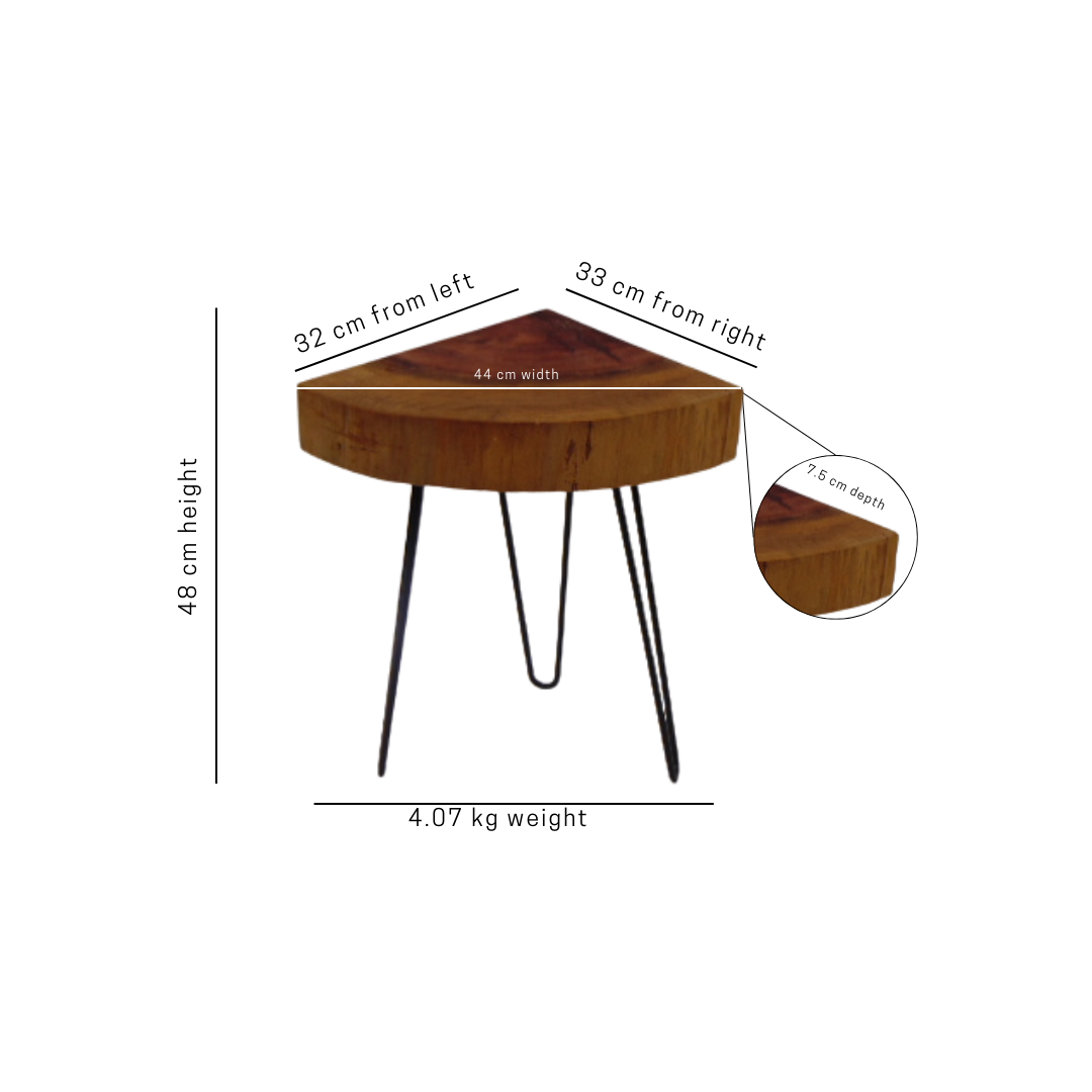 Triangular Live-Edge Wooden Side Table – Rustic Charm & Modern Elegance