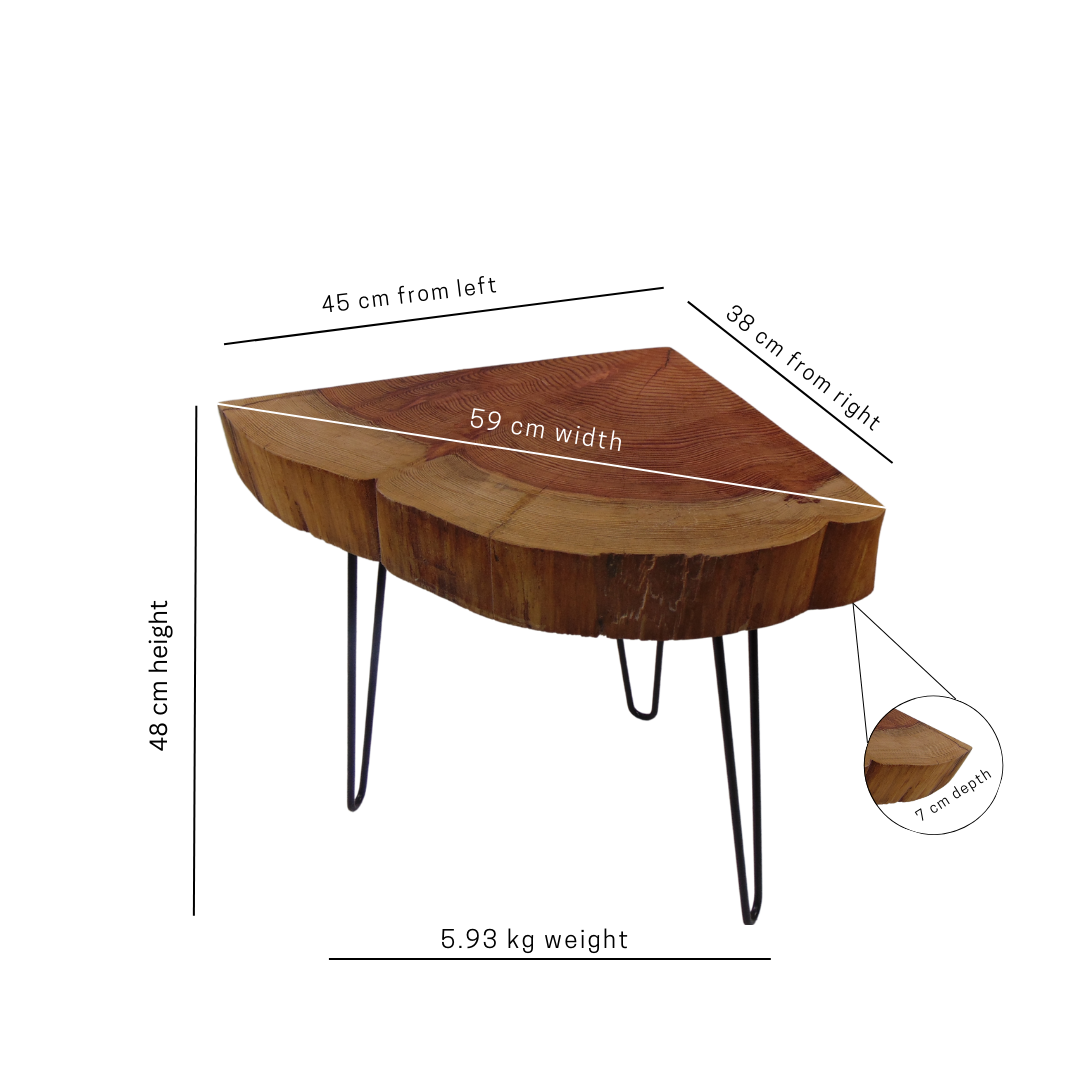 English Redwood Corner Slice Table