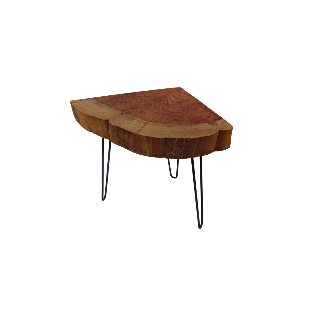 English Redwood Corner Slice Table