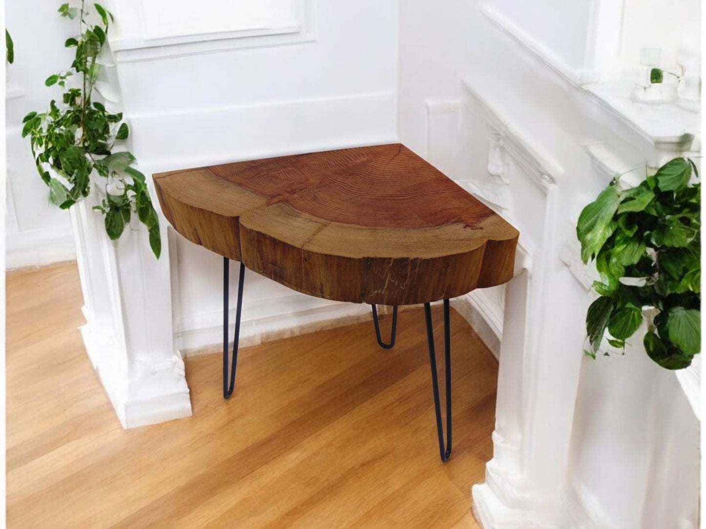 English Redwood Corner Slice Table