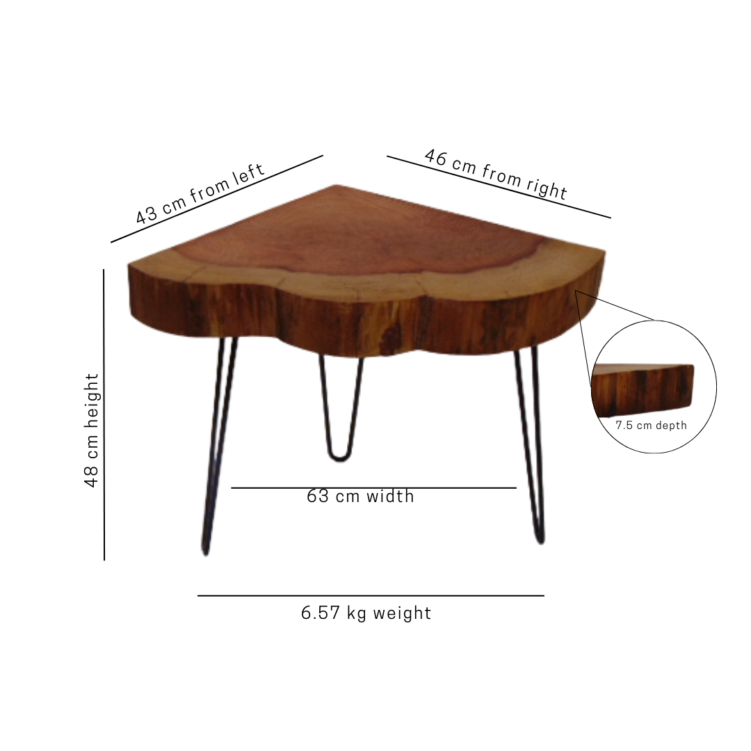Quarter Moon English Redwood Corner Table