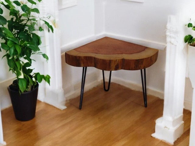 Quarter Moon English Redwood Corner Table