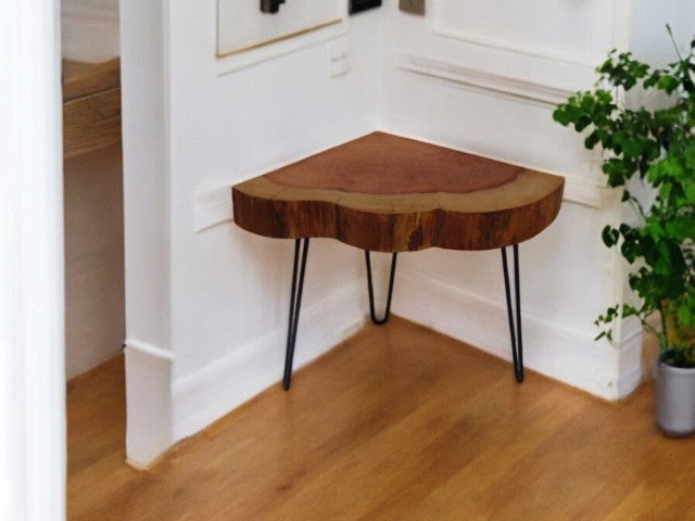 Quarter Moon English Redwood Corner Table