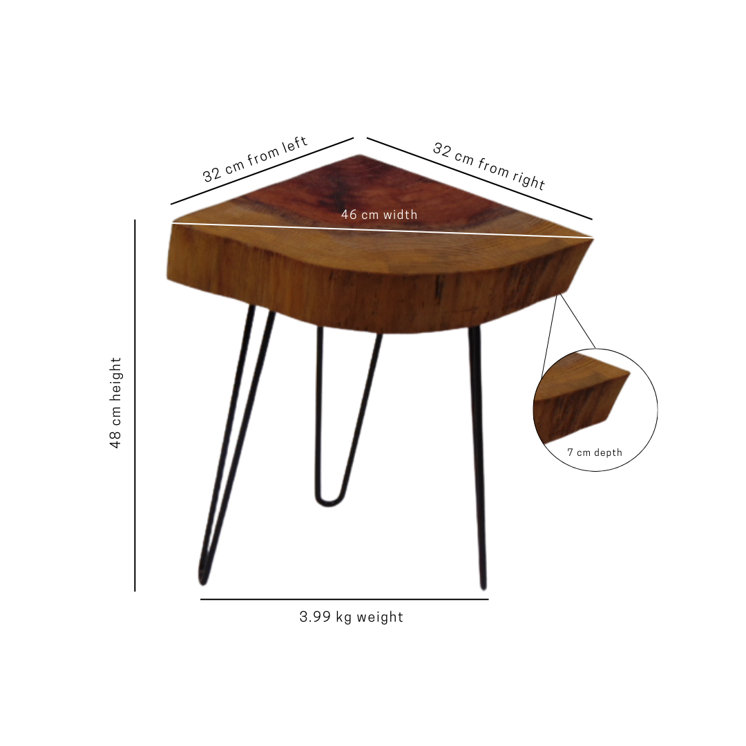 Redwood Corner Table with Rich Amber to Red Grain finished