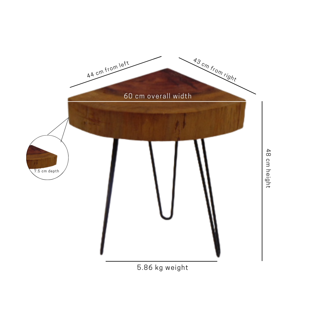 Quarter Moon English Redwood Corner Table