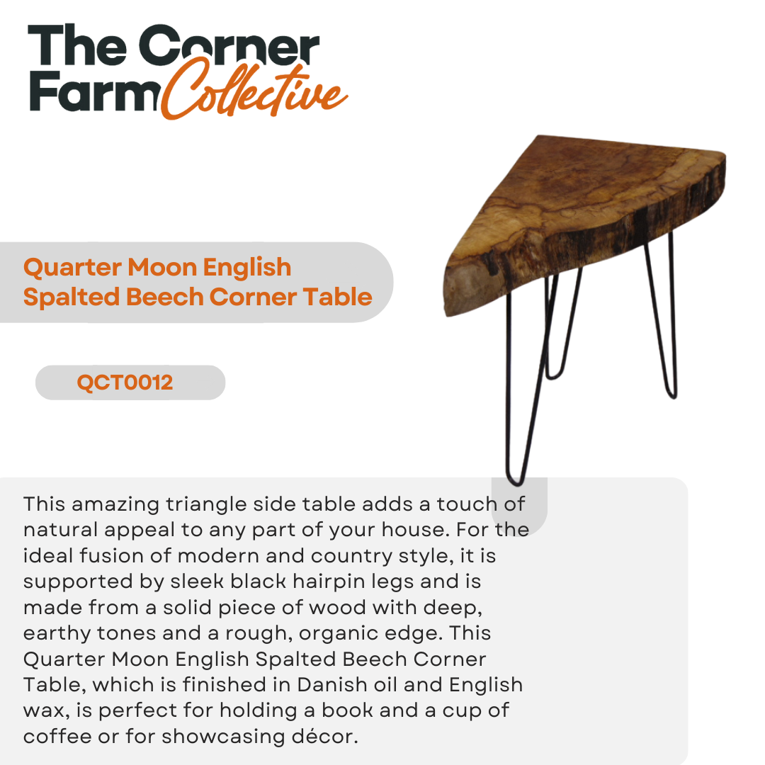 Quarter Moon English Spalted Beech Corner Table