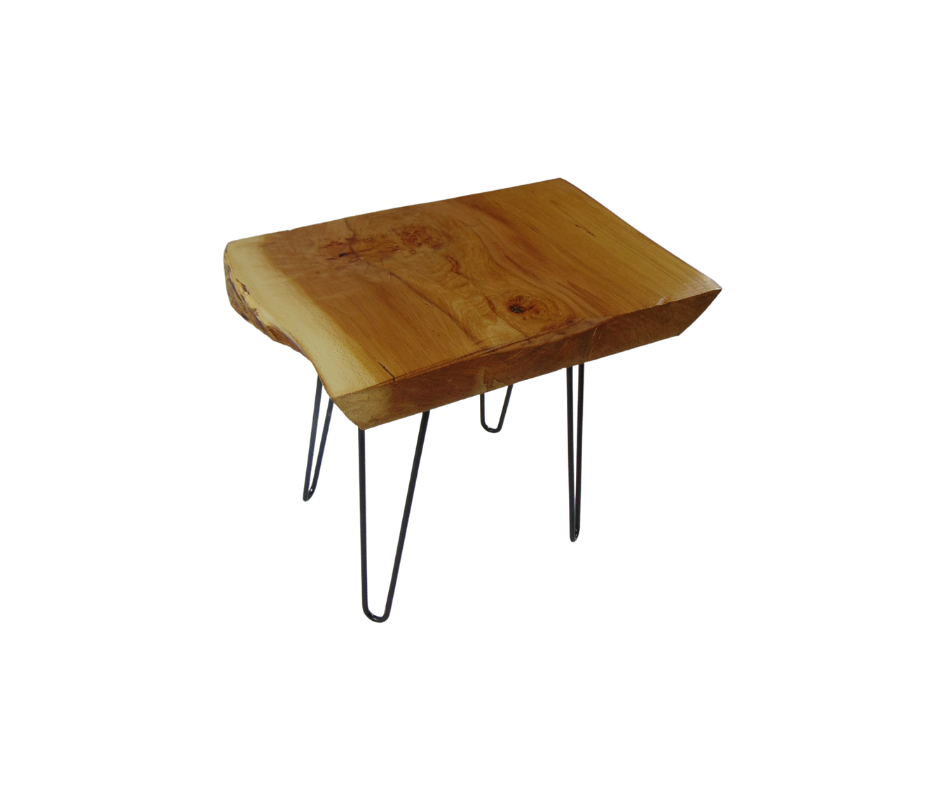 Grown and felled in Cambridgeshire this solid live edge Side Table features strong grain and patterning finished in Cotswold Beeswax.