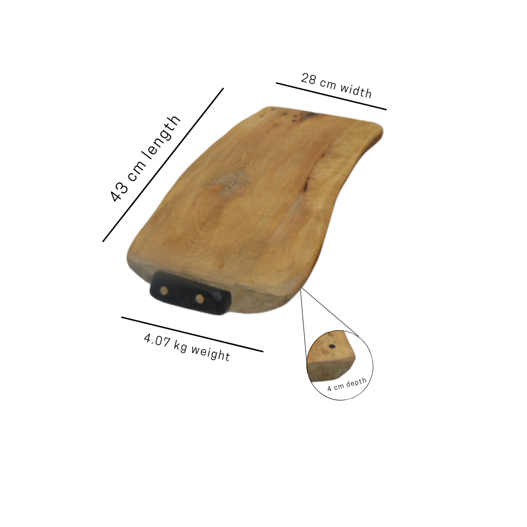 Historic Warboys Chopping Board with inset wooden decor and ancient Ships Hook from the River Thames