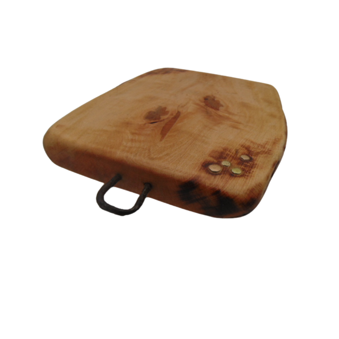 Historic Warboys Chopping Board with shotgun cartridge décor and ancient Ships Staples from the River Thames