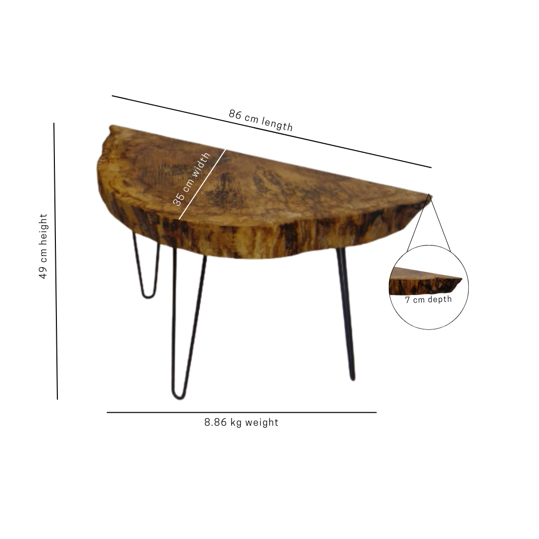 Contemporary English Spalted Beech Half Moon Consort Table