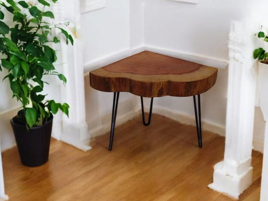 Quarter Moon English Redwood Corner Table
