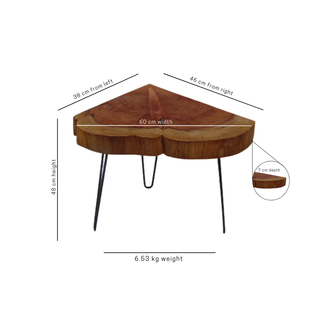 Quarter Moon English Redwood Corner Table