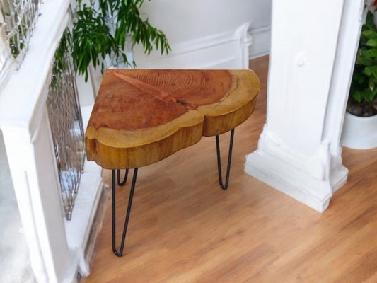 Quarter Moon English Redwood Corner Table