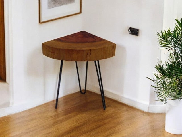 Quarter Moon English Redwood Corner Table