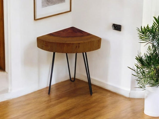 Quarter Moon English Redwood Corner Table