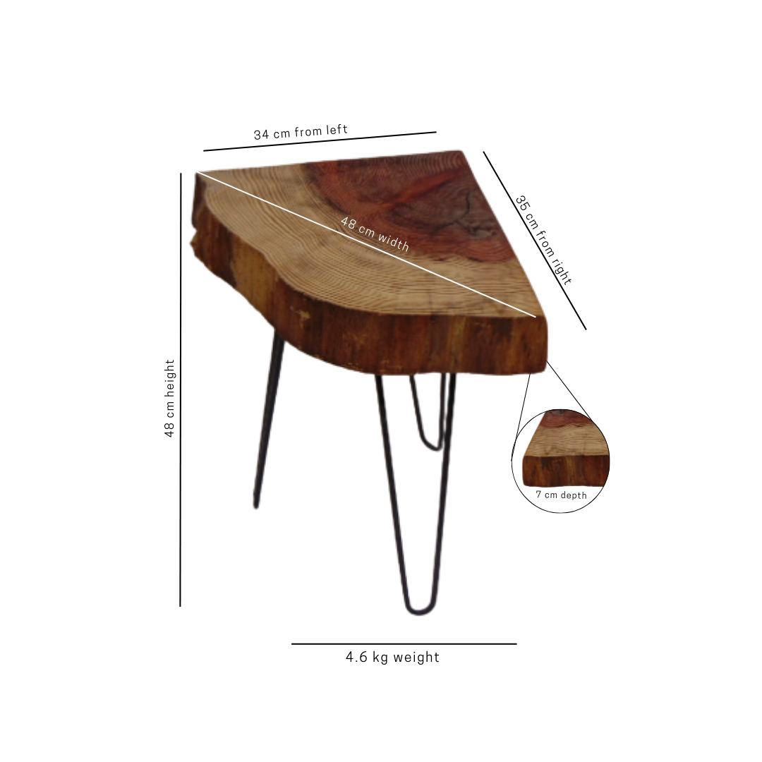 Quarter Moon English Redwood Corner Table